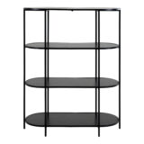 QUVIO Ovale wandkast – Zwart – 4 Planken – 85x36x111 cm