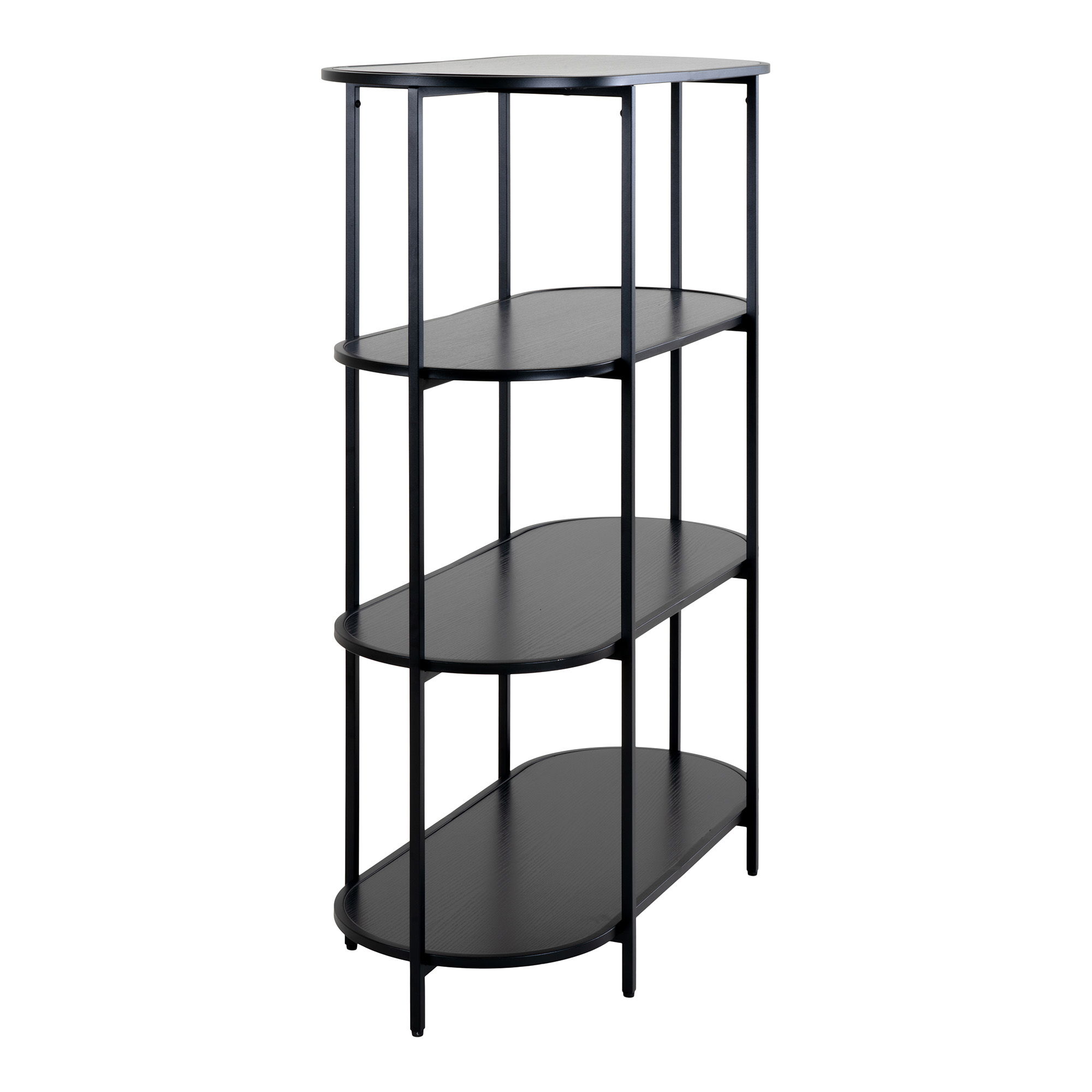 QUVIO Ovale wandkast – Zwart – 4 Planken – 85x36x111 cm