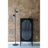 QUVIO Wandkast Adelaide – Zwart Staal en Glas – 50x35x110 cm