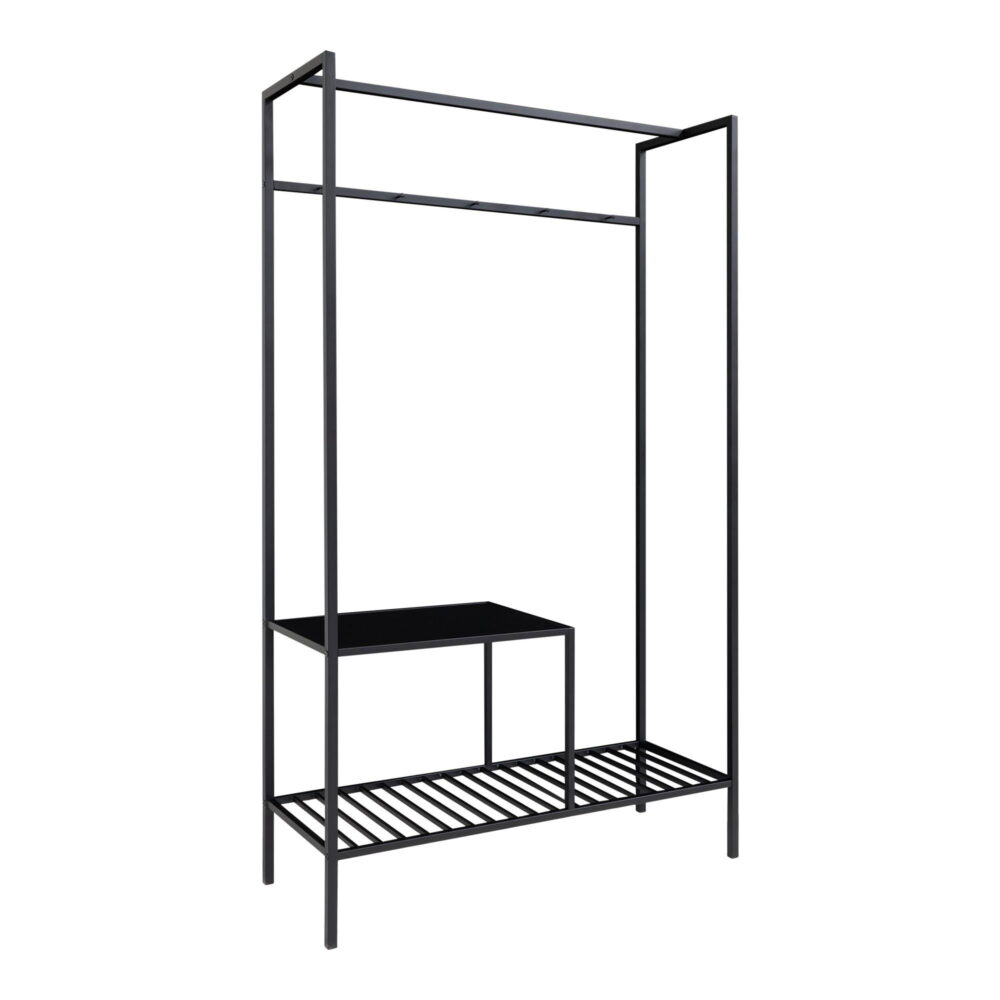 QUVIO Kledingrek Gothenburg – Zwart – 101x38x170 cm
