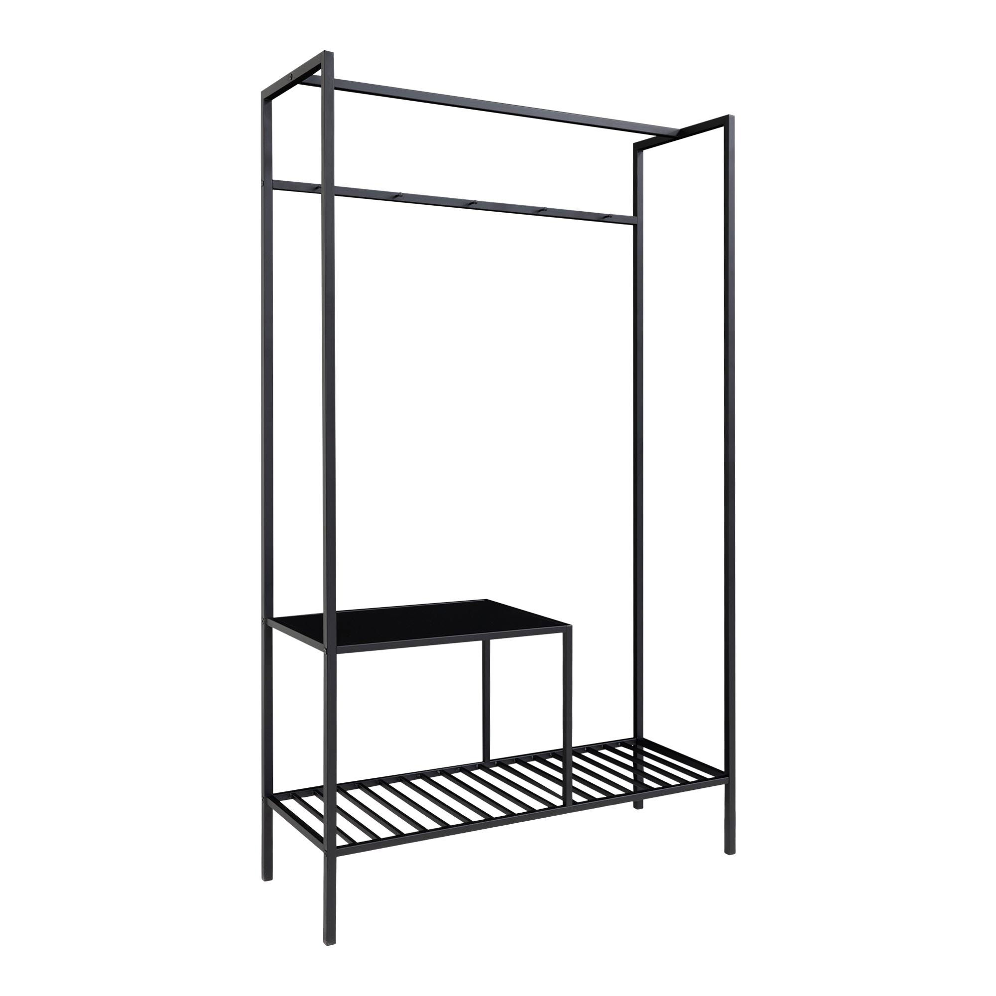 QUVIO Kledingrek Gothenburg – Zwart – 101x38x170 cm