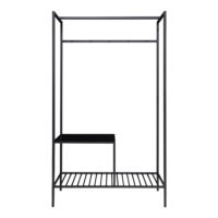 QUVIO Kledingrek Gothenburg – Zwart – 101x38x170 cm