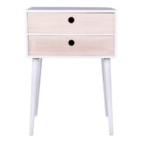 QUVIO Nachtkastje wit – Grenenhout – 2 Lades – Wit
