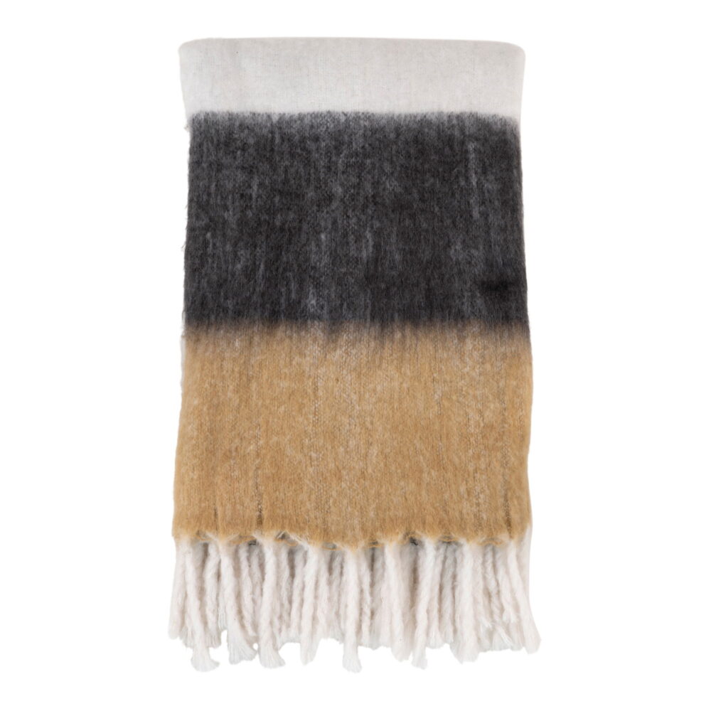 QUVIO Plaid Lisbon – Zwart, Wit en Bruin – 170×130 cm