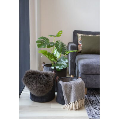 QUVIO Plaid Lisbon – 100% Katoen – Donkergrijs/wit – 130×160 cm