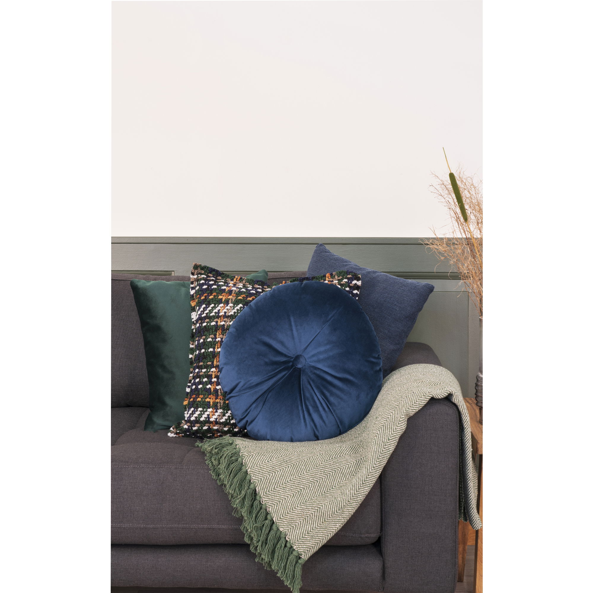 QUVIO Plaid Lisbon – Groene en Witte Deken – 100% Katoen – 130×160 cm