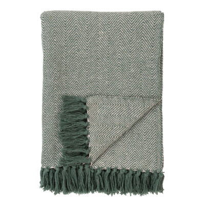 QUVIO Plaid Lisbon – Groene en Witte Deken – 100% Katoen – 130×160 cm