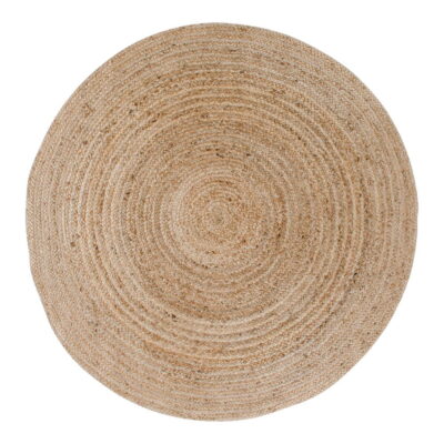 QUVIO Gevlochten Jute Vloerkleed – Natuurlijk – 180 cm Diameter