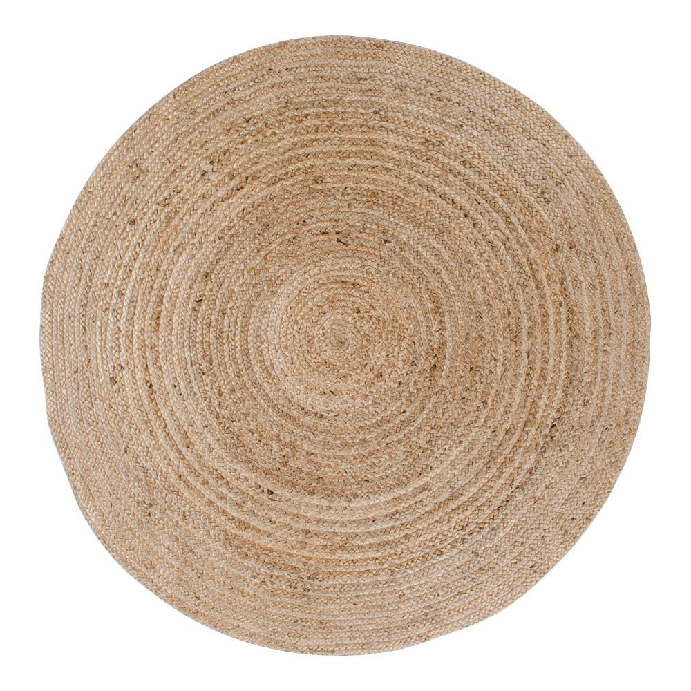 QUVIO Gevlochten Jute Vloerkleed – Natuurlijk – 180 cm Diameter