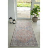 QUVIO Oranje hal vloerkleed – 80×200 cm – Polyester – Oranje/Blauw
