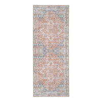 QUVIO Oranje hal vloerkleed – 80×200 cm – Polyester – Oranje/Blauw