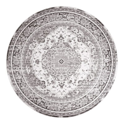 QUVIO Ronde Vloerkleed Havana – Zwart/Wit – 200 cm
