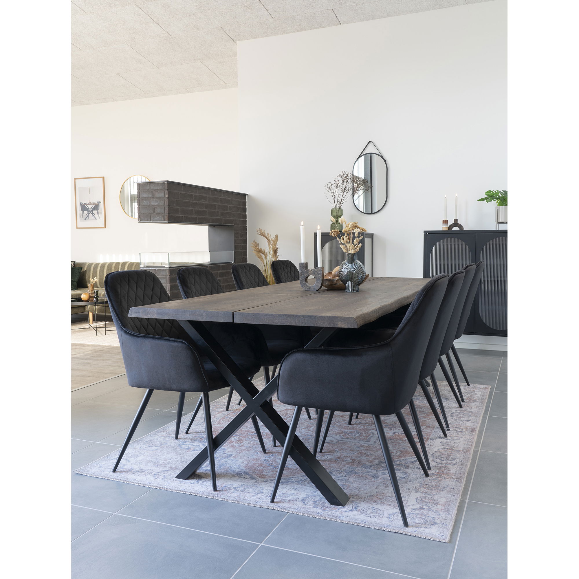 QUVIO Ovale spiegel – Staal en Kunstleer – 35×60 cm – Zwart