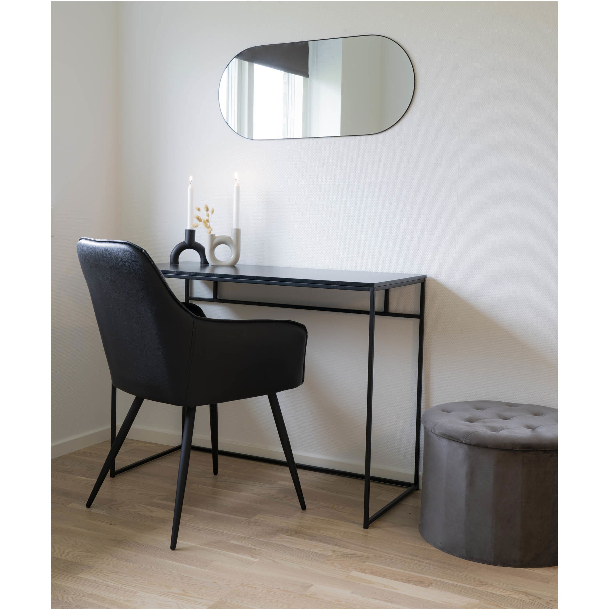 QUVIO Grote ovale spiegel – Staal – 35×80 cm – Zwart