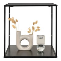 QUVIO Zwarte Wandplank – Staal en Spaanplaat – 36x36x36 cm