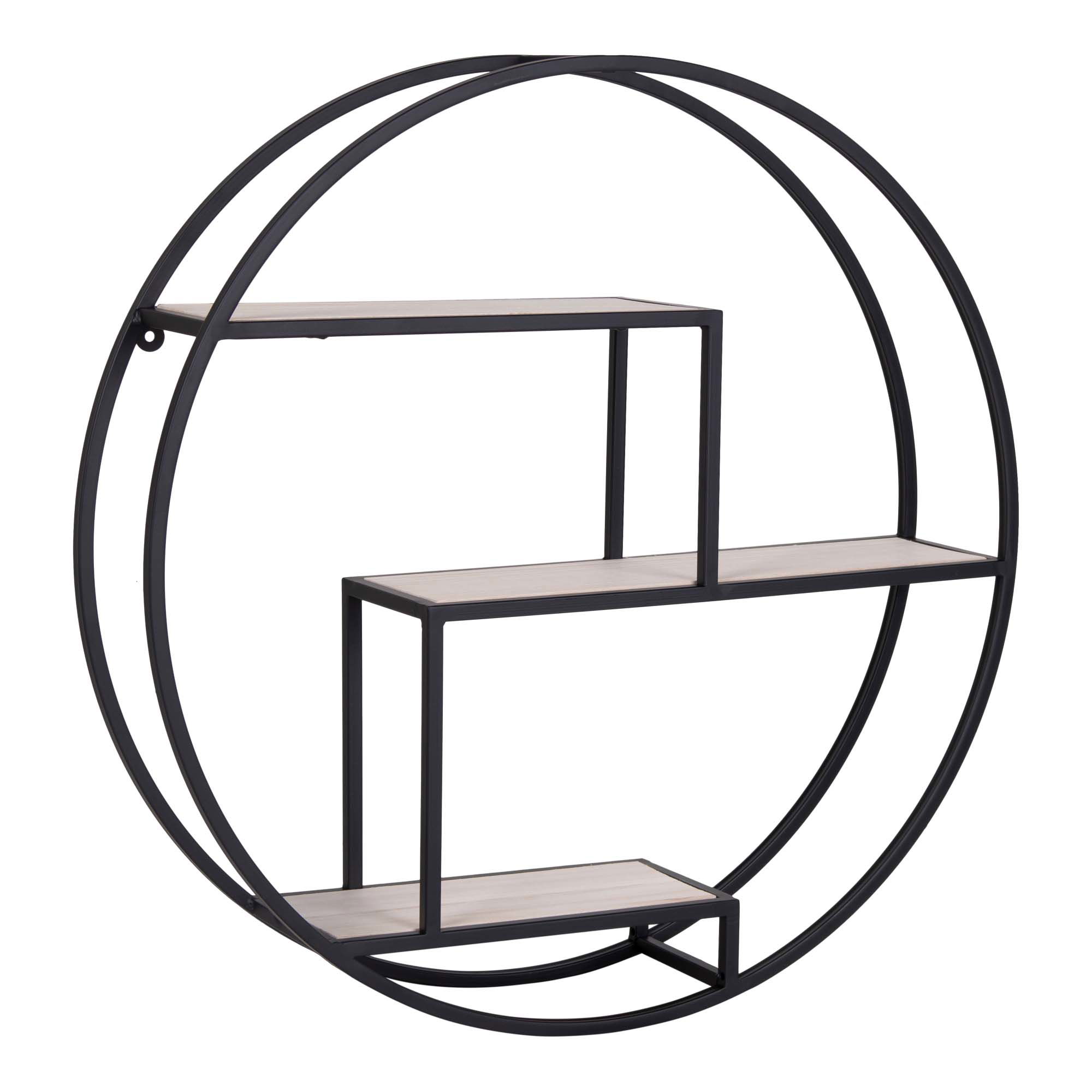 QUVIO Wandplank rond Milan – Staal/hout – Ø62 – Zwart