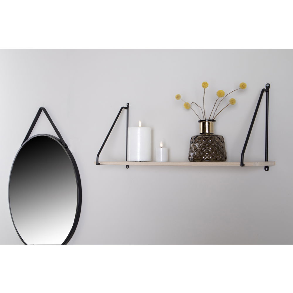 QUVIO Wandplank Parijs – Houten Wandplank – Zwart stalen frame – 65×17 cm