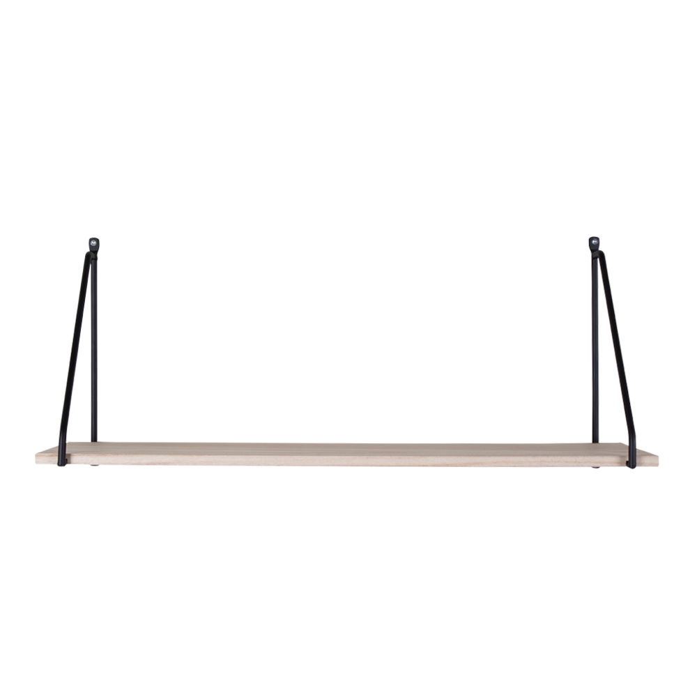 QUVIO Wandplank Parijs – Houten Wandplank – Zwart stalen frame – 65×17 cm