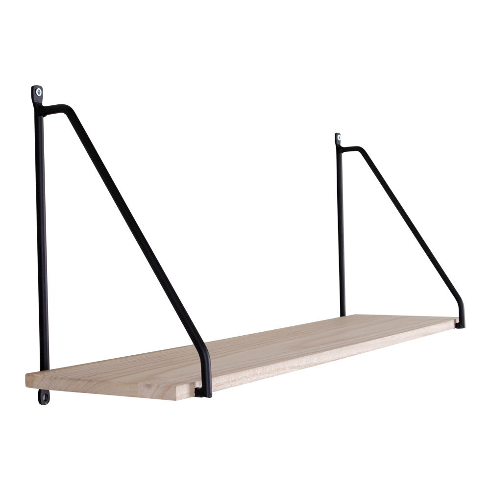 QUVIO Wandplank Parijs – Houten Wandplank – Zwart stalen frame – 65×17 cm