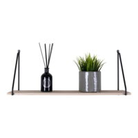 QUVIO Wandplank Parijs – Houten Wandplank – Zwart stalen frame – 65×17 cm