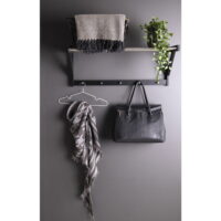 QUVIO Kapstok – Zwart Populierenhout en Staal – 78×32 cm