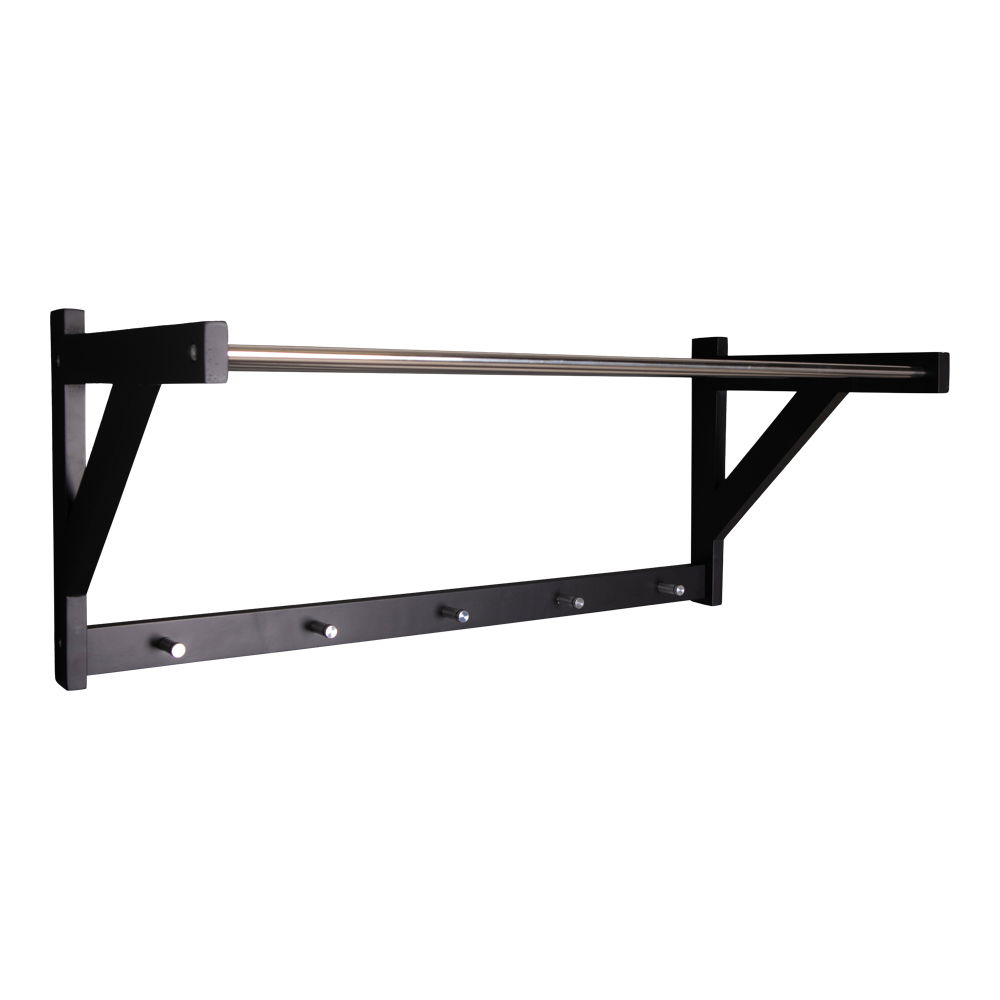 QUVIO Kapstok – Zwart Populierenhout en Staal – 78×32 cm