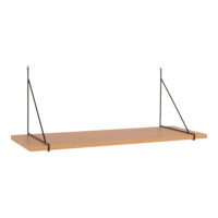 QUVIO Wandplank – Natuurlijke uitstraling – Zwart stalen frame – 80×29 cm