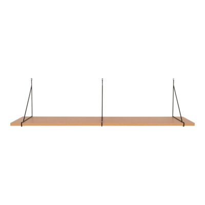 QUVIO Wandplank – Natuurlijke uitstraling – Zwart stalen frame – 120×29 cm