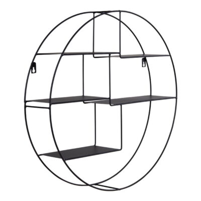 QUVIO Wandrek Amsterdam – Stijlvol en Functioneel – Zwart Staal – Ø47×10 cm