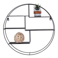 QUVIO Wandrek Amsterdam – Stijlvol en Functioneel – Zwart Staal – Ø47×10 cm