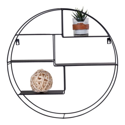 QUVIO Wandrek Amsterdam – Stijlvol en Functioneel – Zwart Staal – Ø47×10 cm