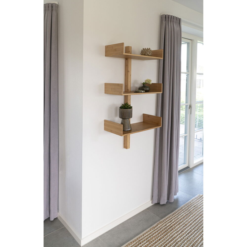 QUVIO Wandplank bamboe- Naturel – 50×102 cm – 3 planken