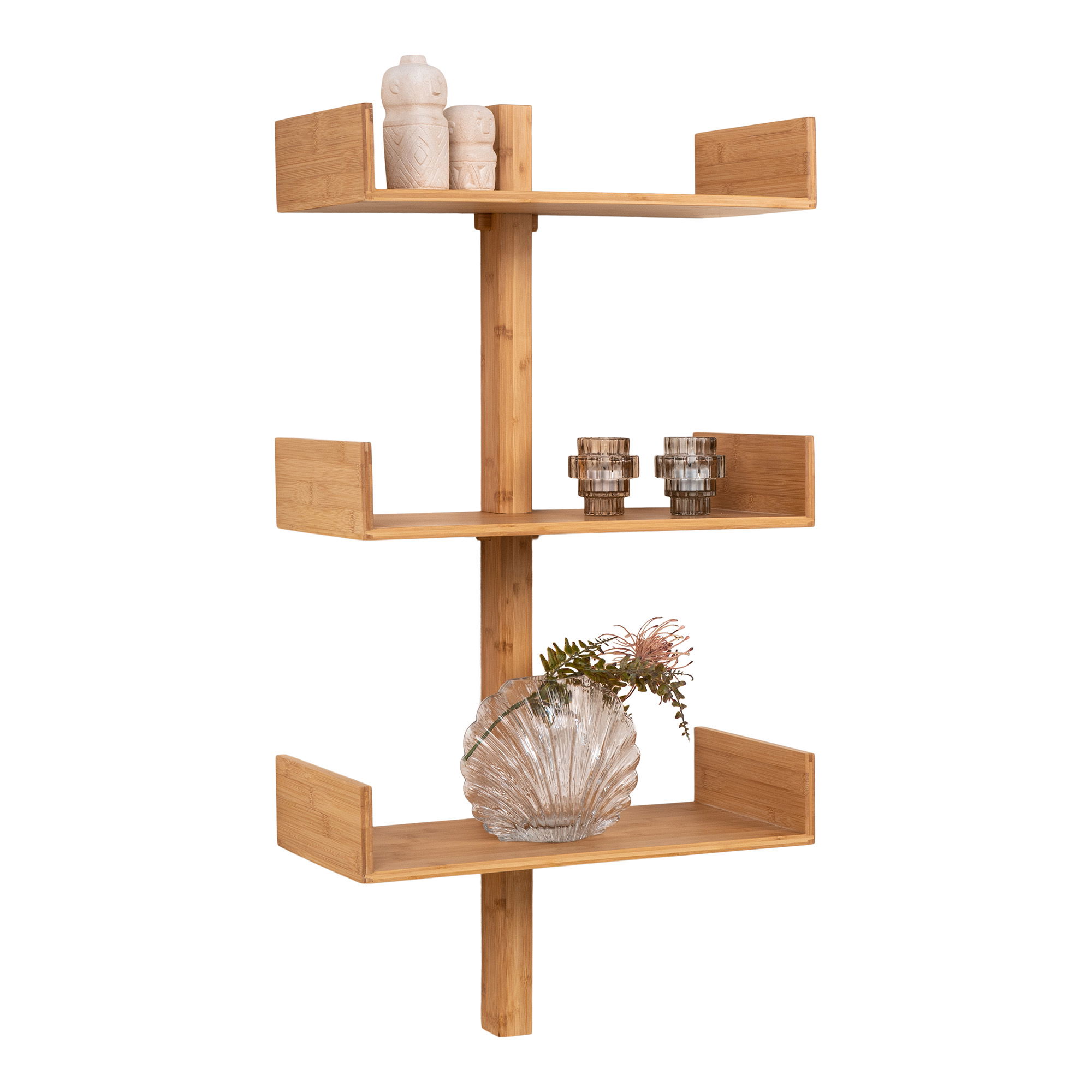 QUVIO Wandplank bamboe- Naturel – 50×102 cm – 3 planken