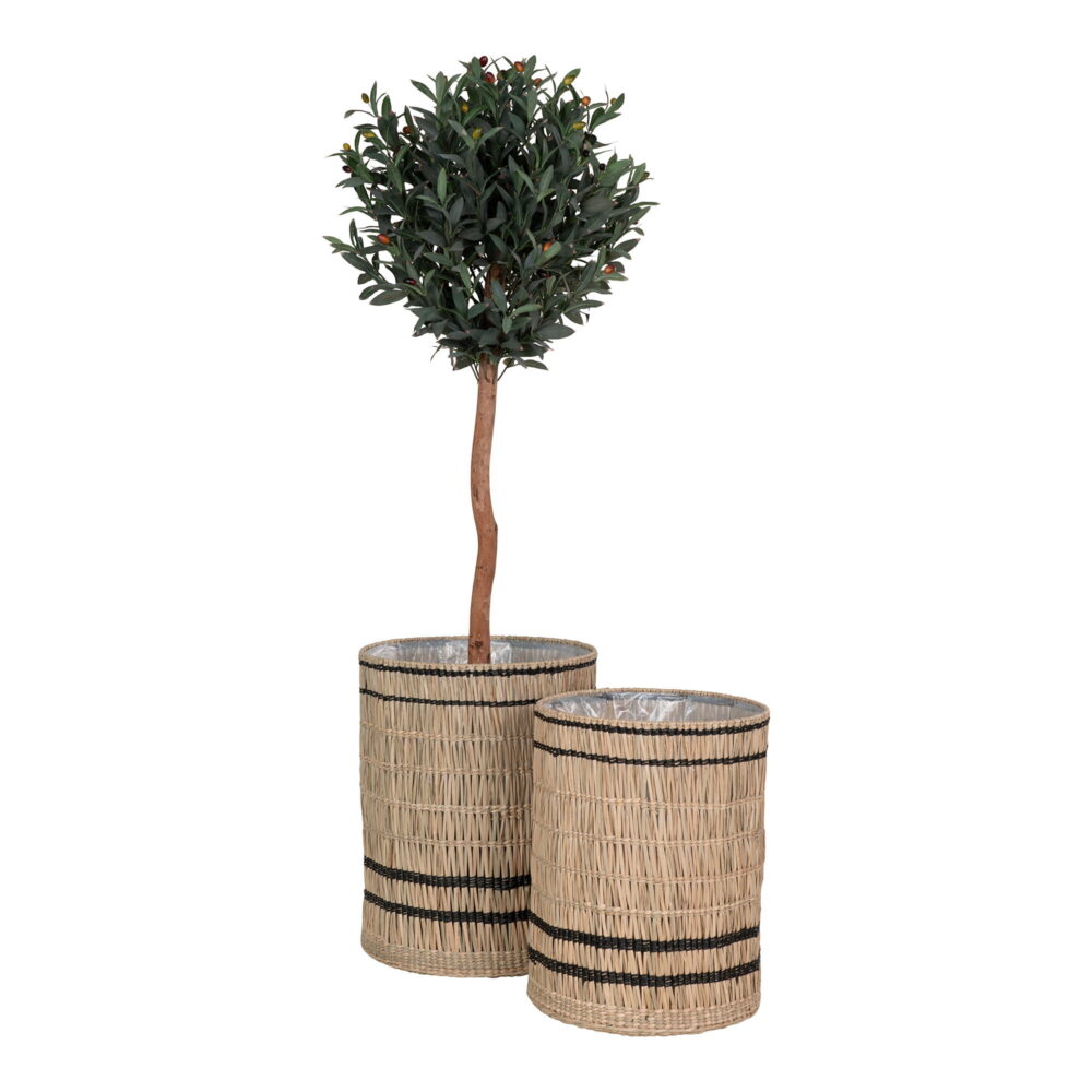 QUVIO Manden Oslo – Zeegras Manden – Set van 2 – Natuurlijk – 35/40×45/51 cm