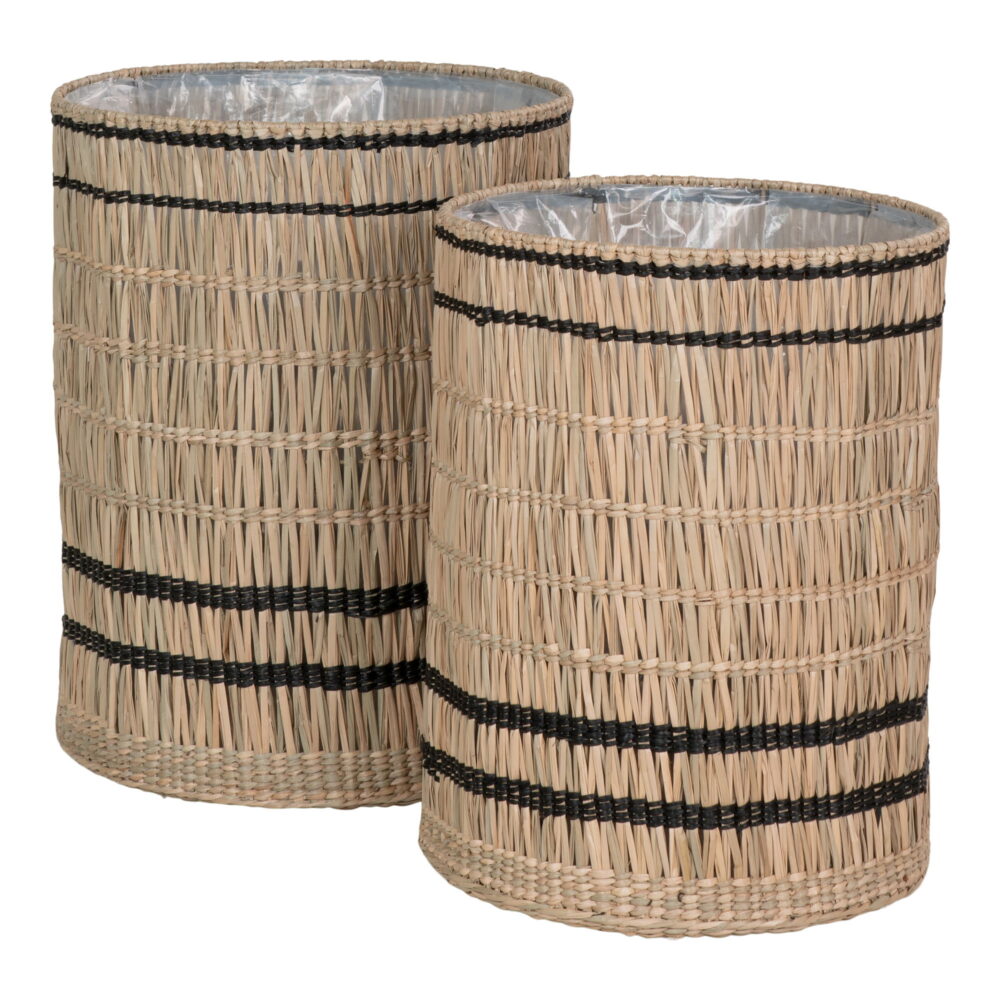 QUVIO Manden Oslo – Zeegras Manden – Set van 2 – Natuurlijk – 35/40×45/51 cm