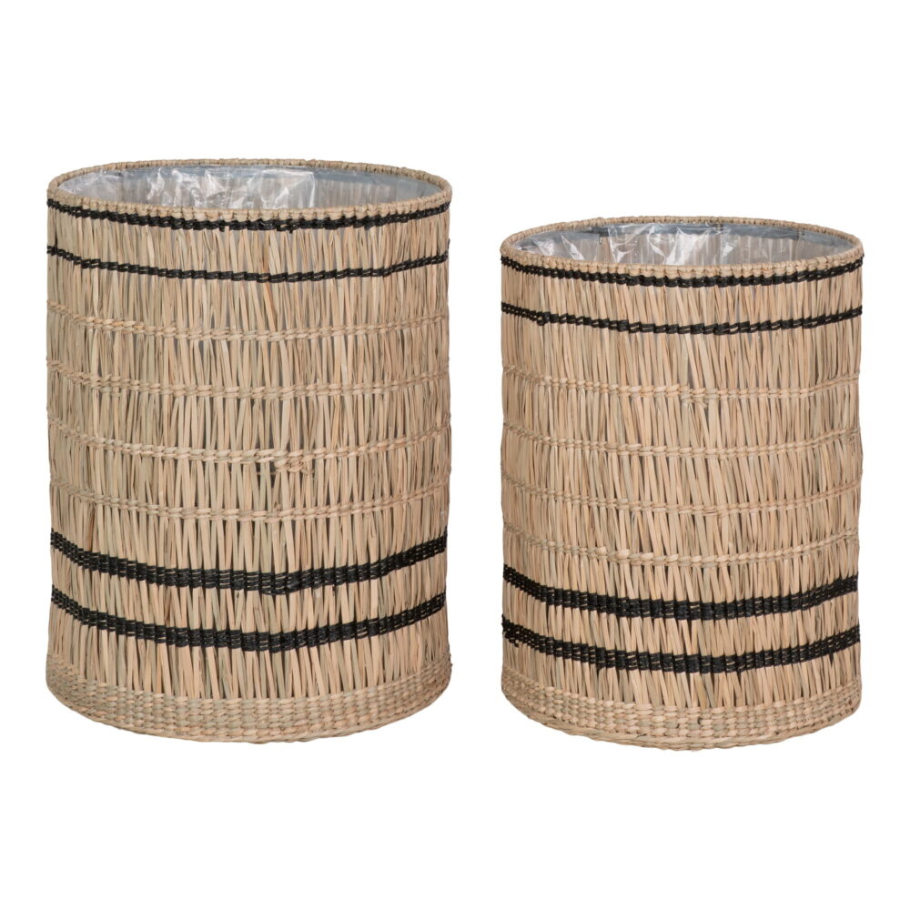 QUVIO Manden Oslo – Zeegras Manden – Set van 2 – Natuurlijk – 35/40×45/51 cm