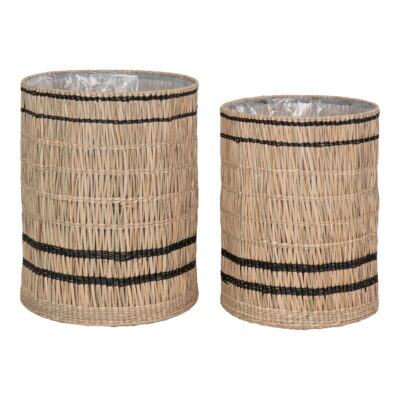 QUVIO Manden Oslo – Zeegras Manden – Set van 2 – Natuurlijk – 35/40×45/51 cm