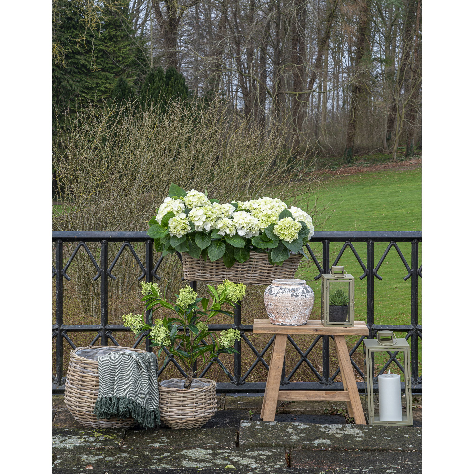 QUVIO Plantenmanden – Rattan – Naturel – Set van 2