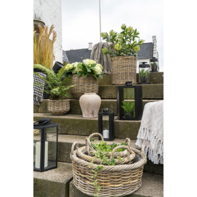 QUVIO Rieten manden Kubu – 30/40/50 cm – Set van 3
