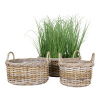 QUVIO Rieten manden Kubu – 30/40/50 cm – Set van 3