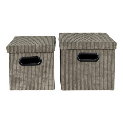 QUVIO Opbergdozen Vienna – Stijlvol en Duurzaam – Set van 2 – Olijfgroen