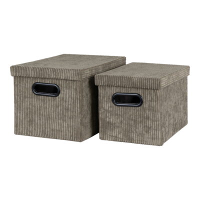 QUVIO Opbergdozen Vienna – Stijlvol en Duurzaam – Set van 2 – Olijfgroen