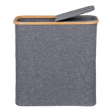 QUVIO Wasmand – Bamboe en Textiel – Donkergrijs – 54x33x54 cm