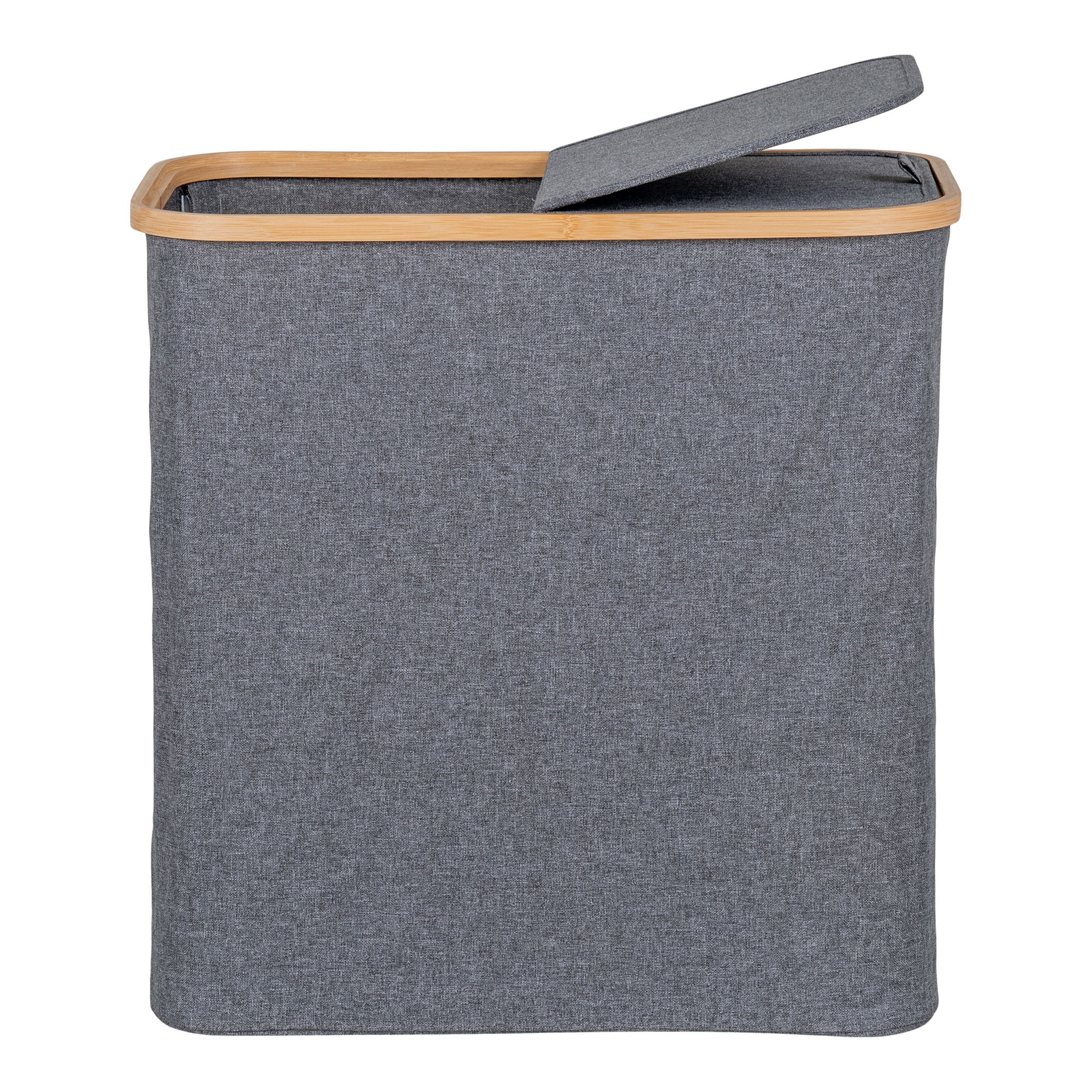 QUVIO Wasmand – Bamboe en Textiel – Donkergrijs – 54x33x54 cm
