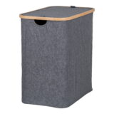 QUVIO Wasmand – Bamboe en Textiel – Donkergrijs – 54x33x54 cm