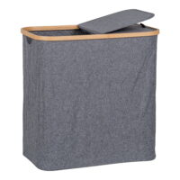 QUVIO Wasmand – Bamboe en Textiel – Donkergrijs – 54x33x54 cm