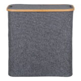 QUVIO Wasmand – Bamboe en Textiel – Donkergrijs – 54x33x54 cm