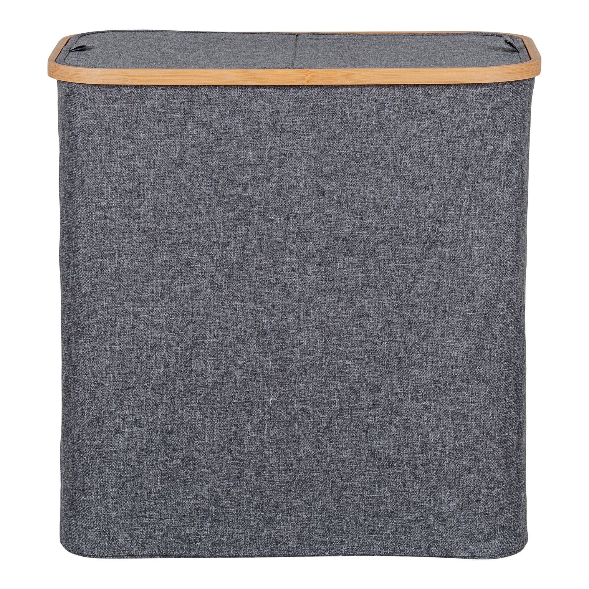 QUVIO Wasmand – Bamboe en Textiel – Donkergrijs – 54x33x54 cm