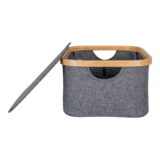 QUVIO Mand – Bamboe en Textiel – Donkergrijs – 38x26x16 cm