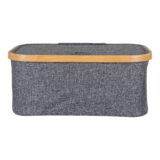 QUVIO Mand – Bamboe en Textiel – Donkergrijs – 38x26x16 cm